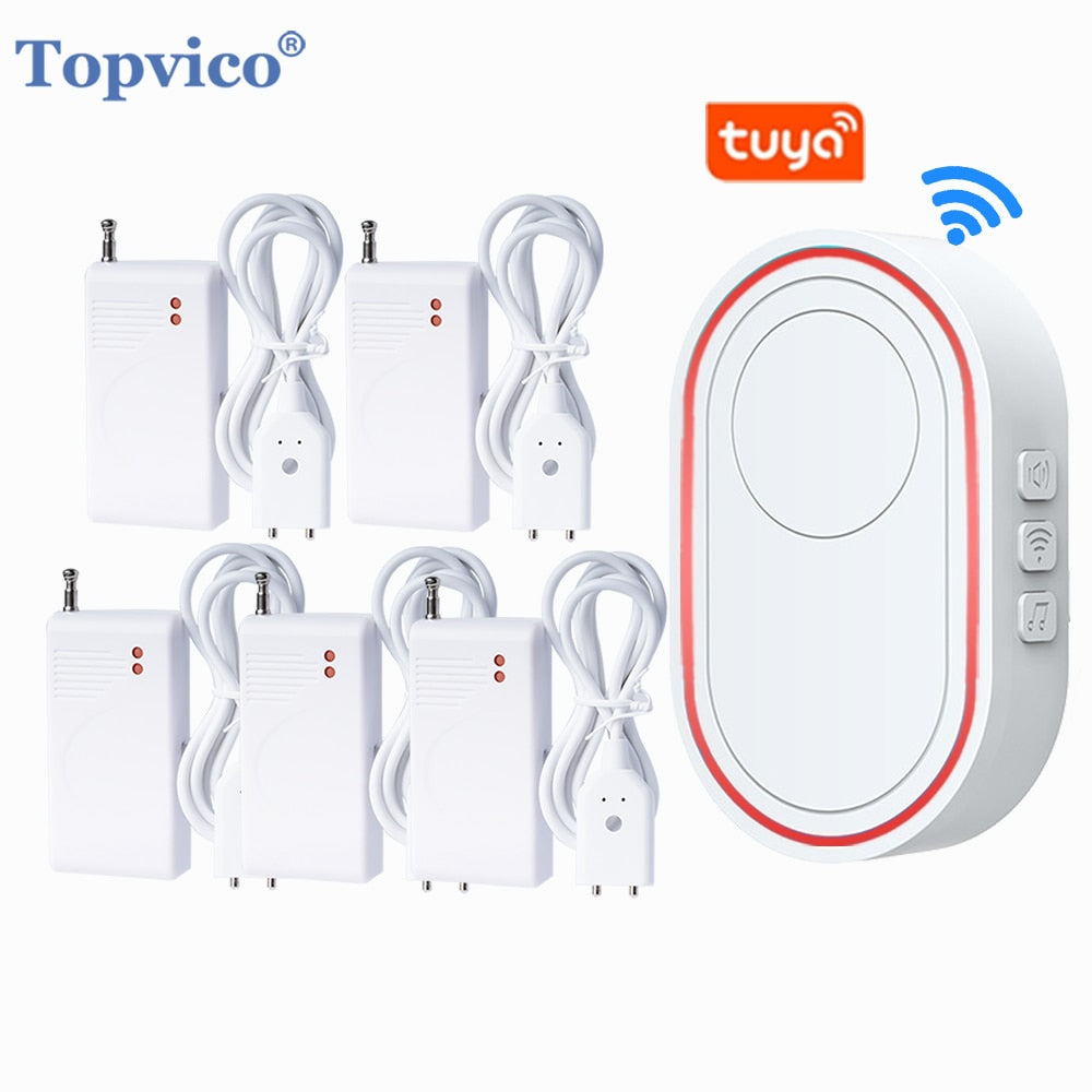Topvico Water Sensors for Leaks WiFi Basement Sump Pump Water Alarm Tuya Smart APP Notification, 5 Levels Volume