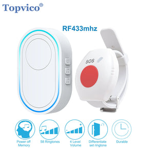 Topvico Wireless Call Button Alarm System, Caregiver Pager Alert, 433mhz Bracelet Watch Call