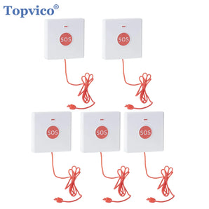 Topvico1/2/3/5pcs 433mhz SOS Panic Button Emergency Call For Elderly Senior Alarm, One Key Press / Pull For Help Caregiver Pager