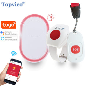 Topvico WIFI Panic Button for Elderly, SOS Bracelet Emergency Alarm, Wireless Caregiver Call Button - Topvico