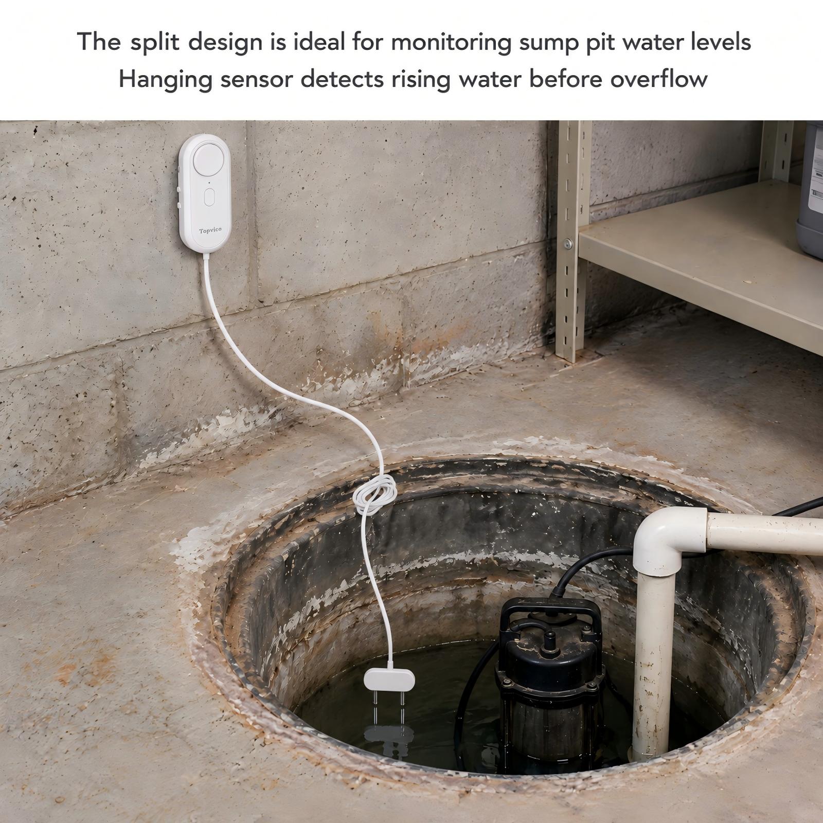 Bulk Water Leak Detector, Low Battery Alert, 65-120dB, 43.3in Cable ...