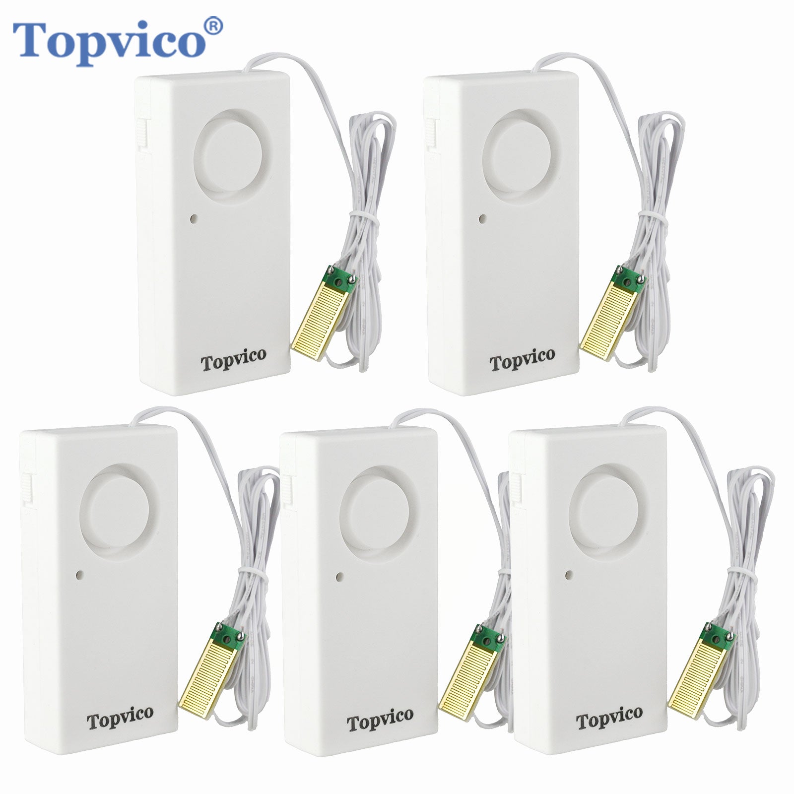 Topvico 1 / 3 / 5pcs Water Leakage Sensor Detector Water Leak Alarm Flood Detection 120dB Alert Wireless Home Security Alarm System