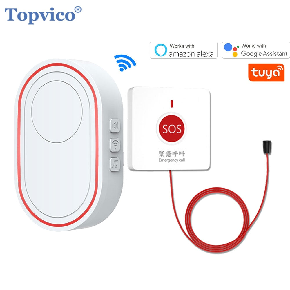 Topvico Emergency Button WiFi, Elderly Patient Tuya Bed Alarm System, Senior SOS Fall Alert, Wireless Caregiver Pager
